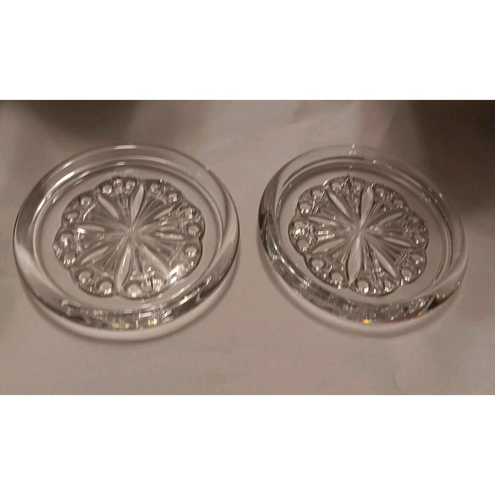 Pair of Baccarat Crystal Rosace Wine Bottle Coaster